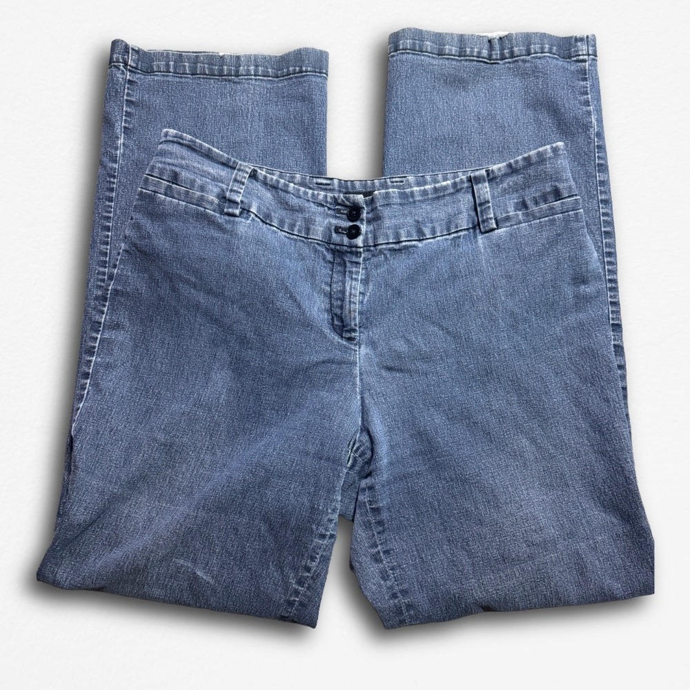 Focus 2000‎ Womens Blue Straight Leg Denim Pants Size 10 Double Button Stretch